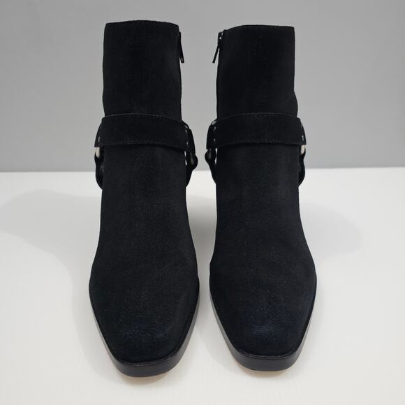 NEW Paige Edie Ankle Bootie Womens 8.5 Black Suede Harness Western Block Heel - Picture 5 of 15